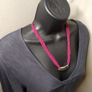 Vintage Red Small Bead Necklace Adjustable 19 To 22 Inches